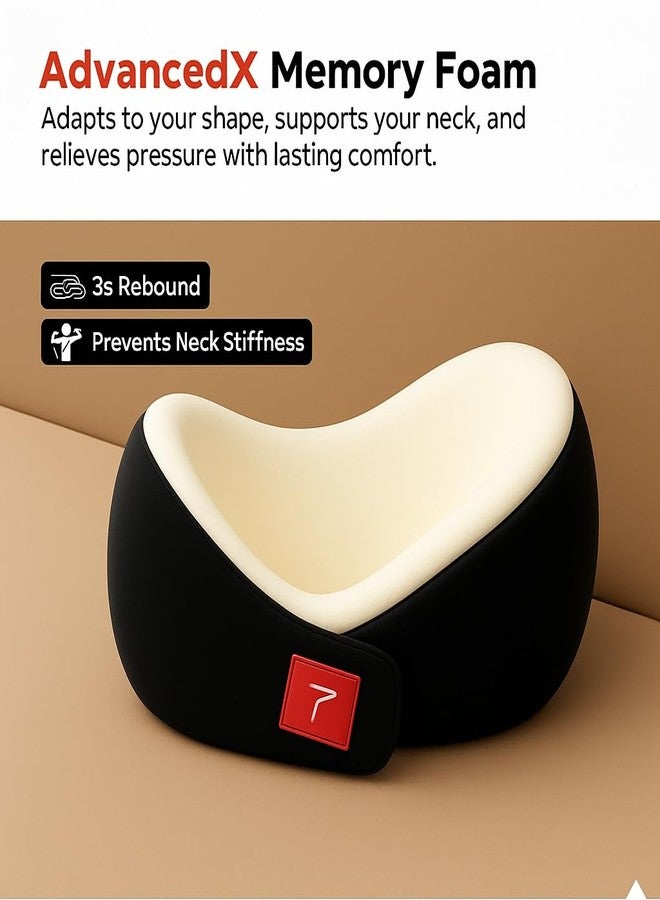Trajectory Travel Neck Pillow Memory Foam for Sleeping in Airplane Flight, Cab, Car, Train, Bus for Men and Women Black (As seen on Shark Tank) - Image 2